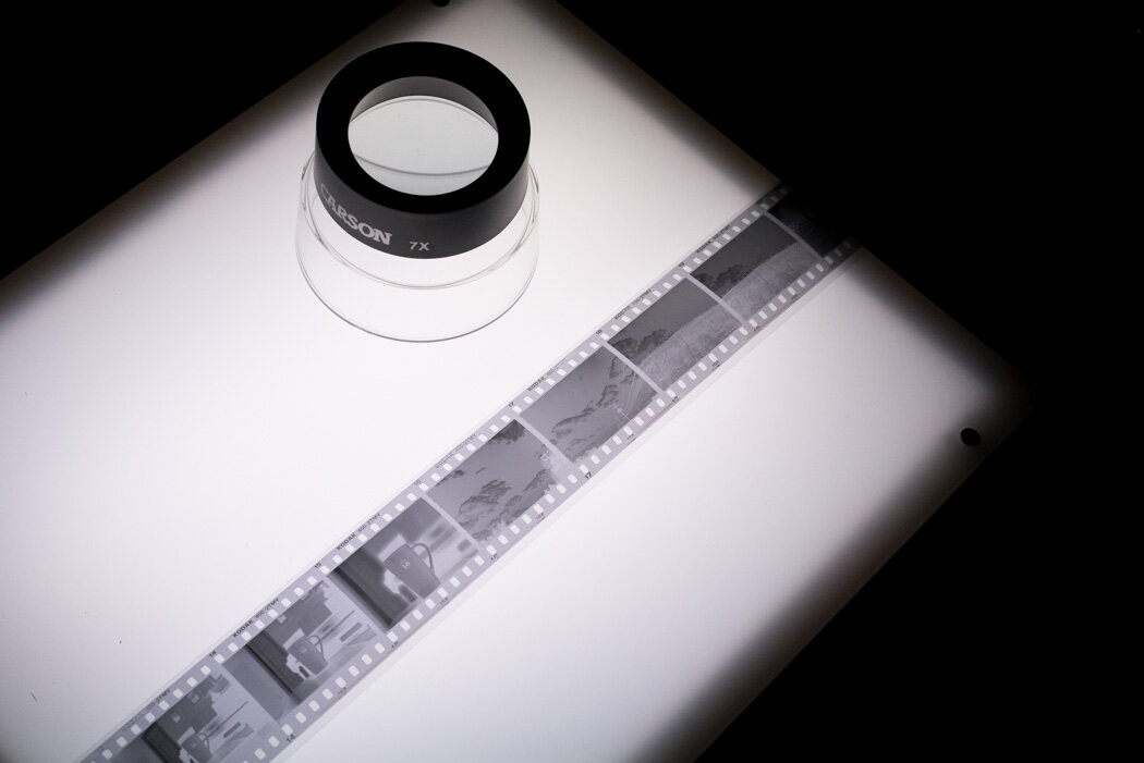 Light table showing 35mm film