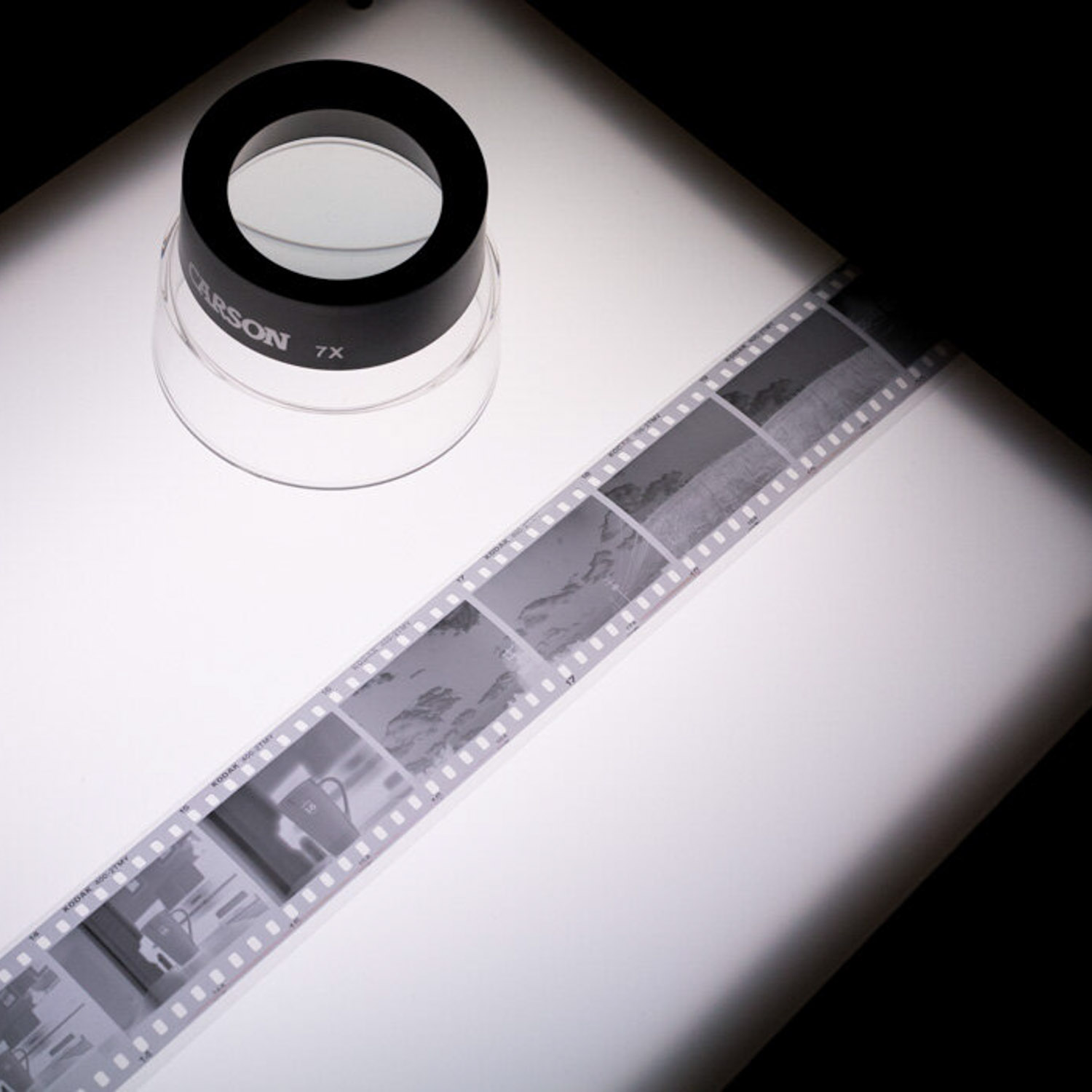 Light table showing 35mm film