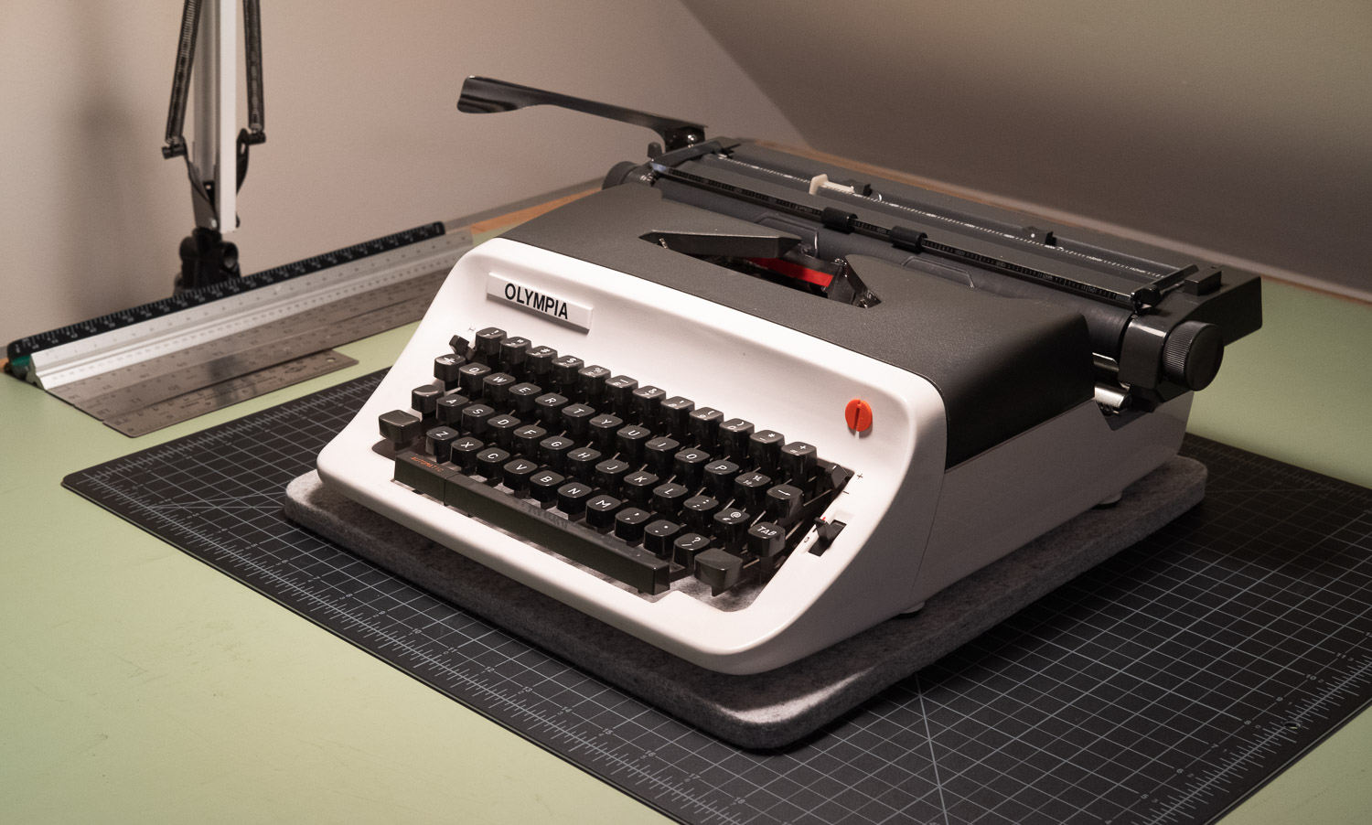 Olympia B12 typewriter on drafting table