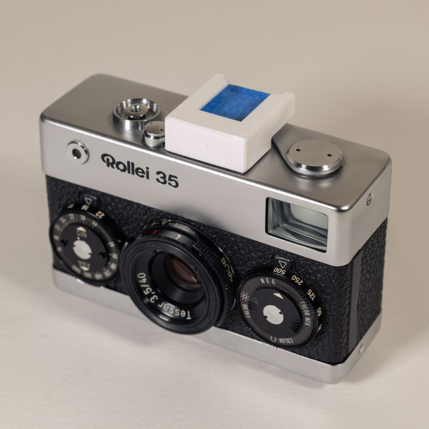 Rollei 35 with 3d-printed cold shoe